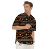 Aboriginal Orange And White Art Print Pattern Men's Short Sleeve Shirts-grizzshop