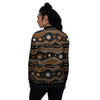 Aboriginal Orange And White Art Print Pattern Women's Bomber Jacket-grizzshop