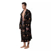 Aboriginal Orange And White Dot Print Pattern Men's Robe-grizzshop