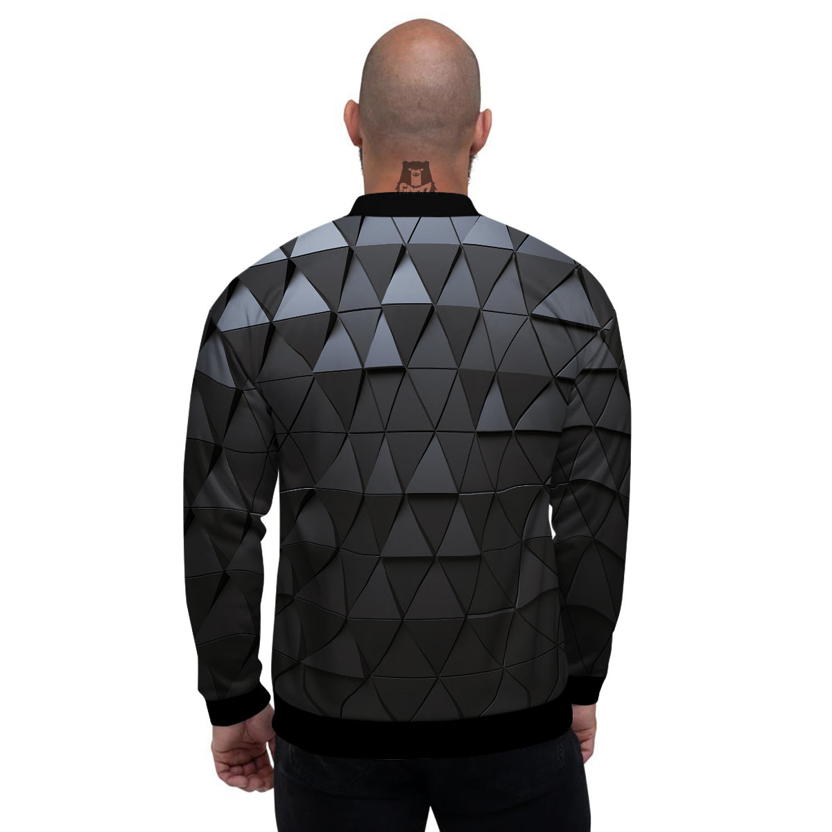 Abstract 3D Geometric Triangle Print Men's Bomber Jacket-grizzshop