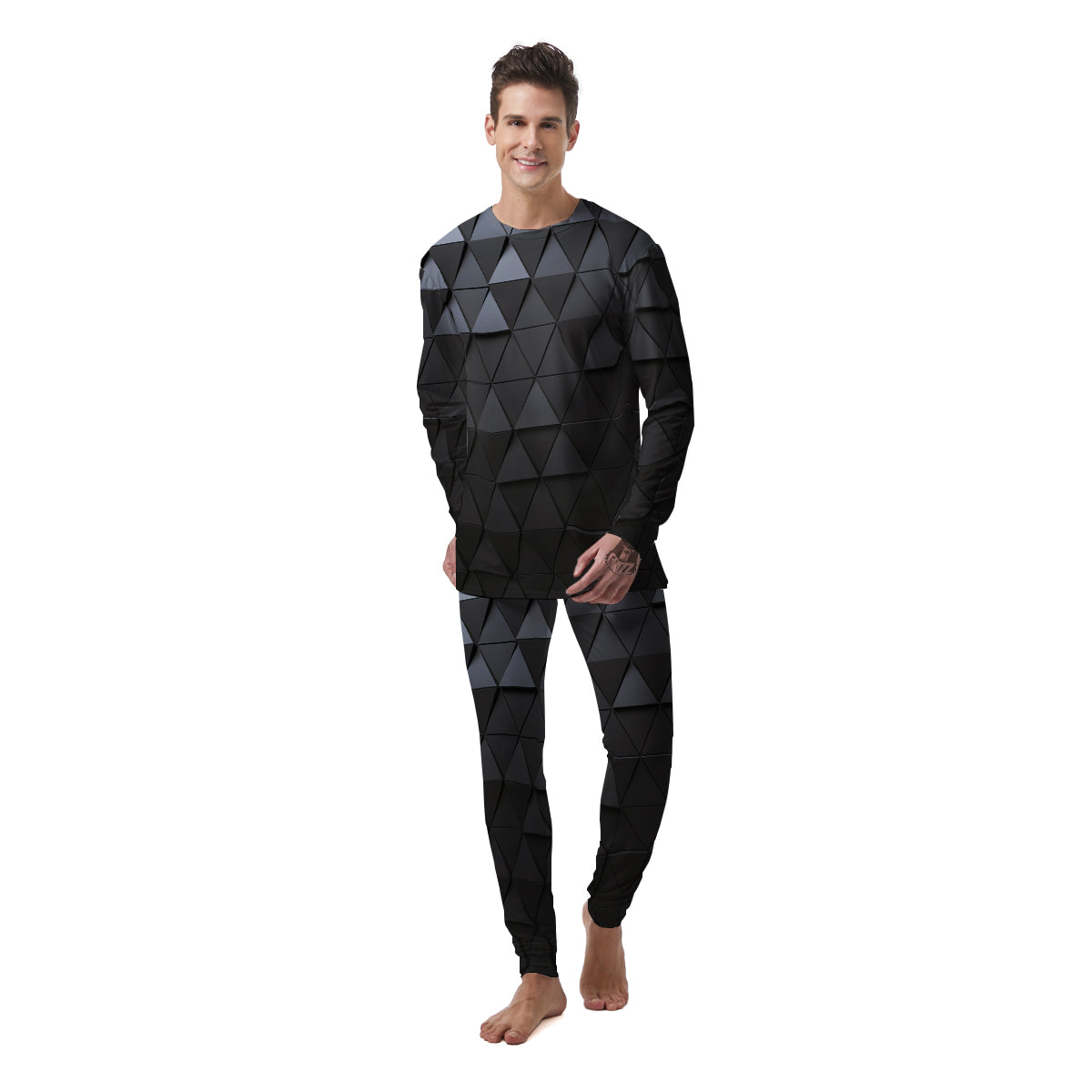 Abstract 3D Geometric Triangle Print Men's Pajamas-grizzshop