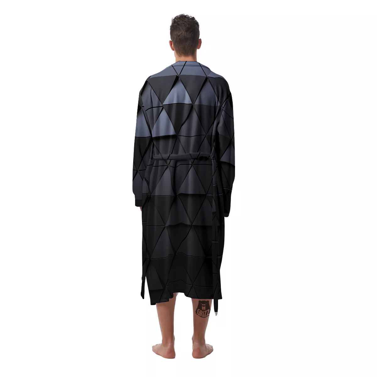 Abstract 3D Geometric Triangle Print Men's Robe-grizzshop