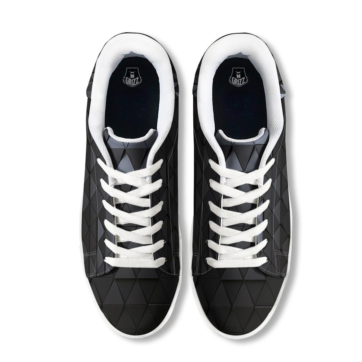Abstract 3D Geometric Triangle Print White Low Top Sneakers-grizzshop