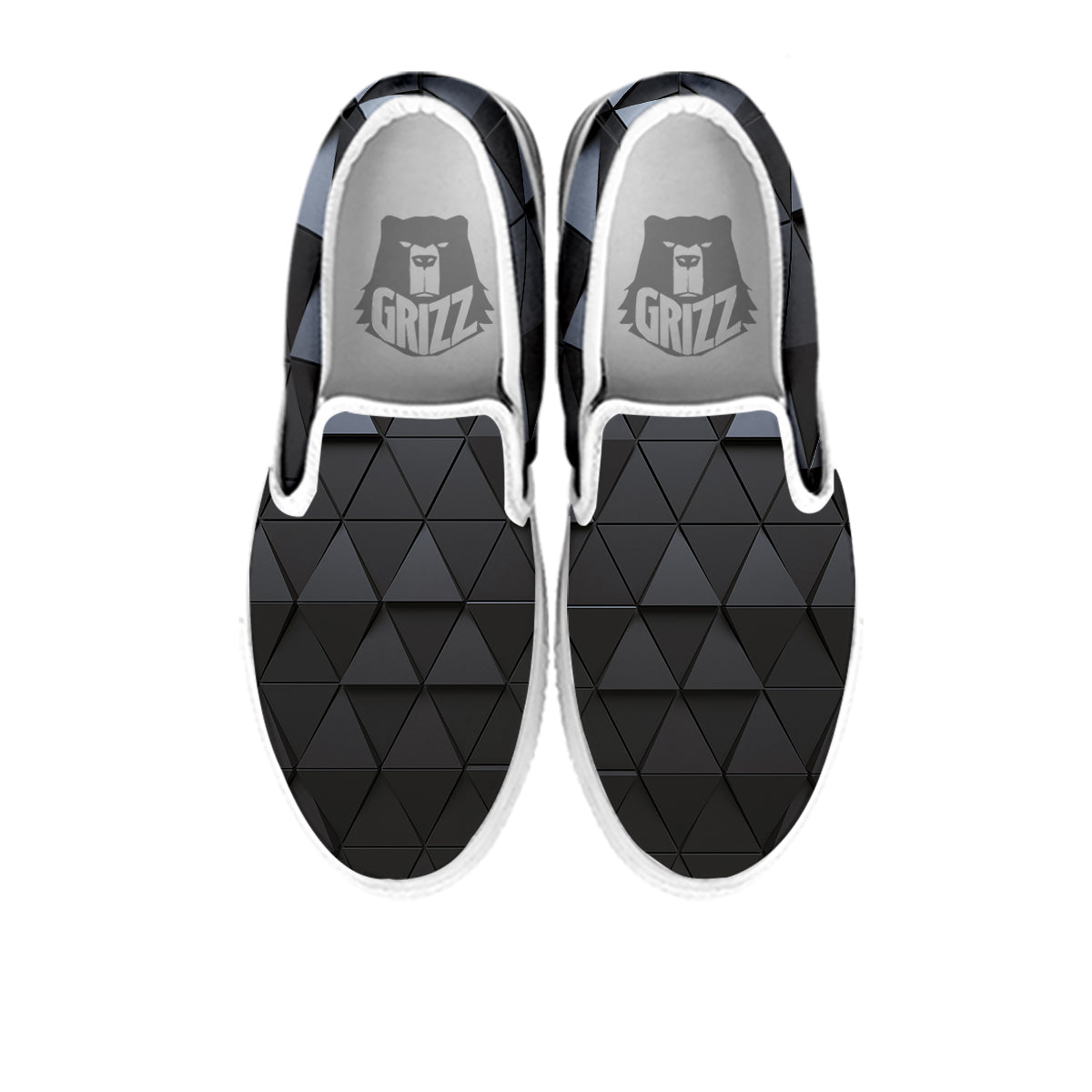 Abstract 3D Geometric Triangle Print White Slip On Shoes-grizzshop