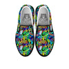 Abstract Alien Graffiti Text Print Pattern Black Slip On Shoes-grizzshop