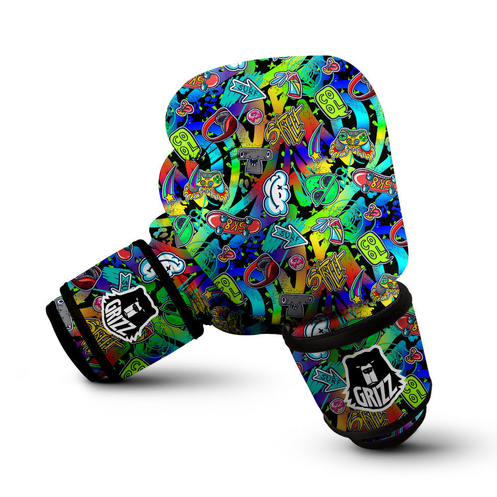 Abstract Alien Graffiti Text Print Pattern Boxing Gloves-grizzshop