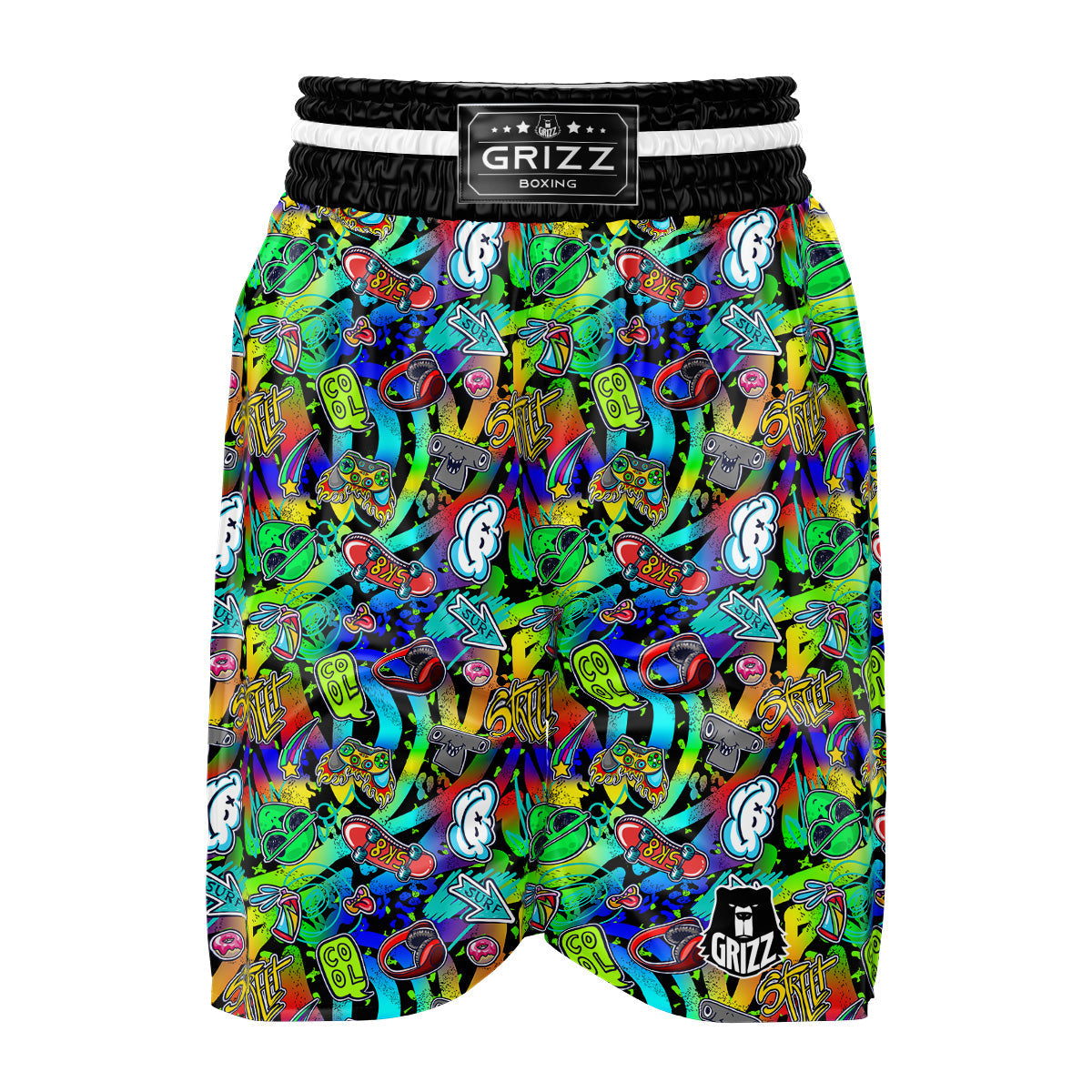 Abstract Alien Graffiti Text Print Pattern Boxing Shorts-grizzshop