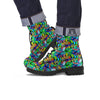 Abstract Alien Graffiti Text Print Pattern Leather Boots-grizzshop