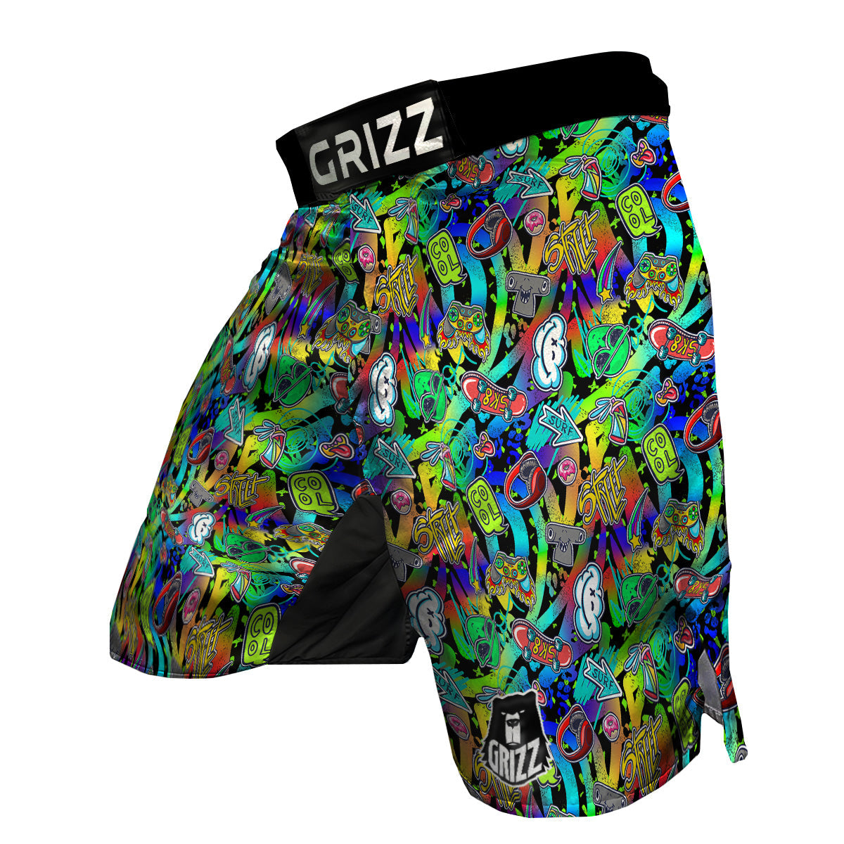 Abstract Alien Graffiti Text Print Pattern MMA Shorts-grizzshop
