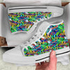 Abstract Alien Graffiti Text Print Pattern White High Top Shoes-grizzshop