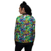 Abstract Alien Graffiti Text Print Pattern Women's Bomber Jacket-grizzshop