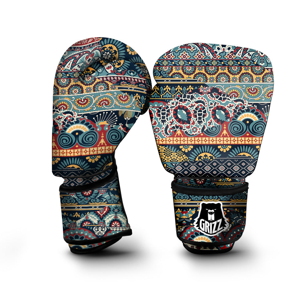Abstract Arabian Paisley Print Boxing Gloves-grizzshop