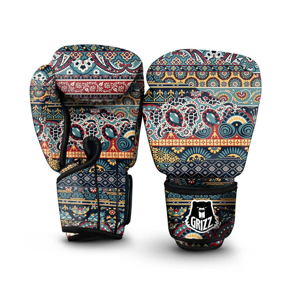 Abstract Arabian Paisley Print Boxing Gloves-grizzshop