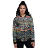 Abstract Arabian Paisley Print Women's Bomber Jacket-grizzshop