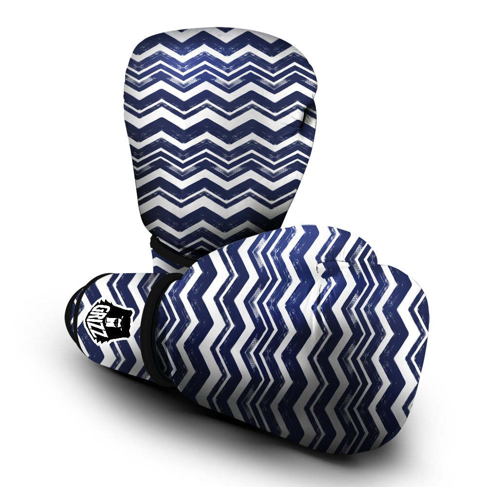 Abstract Chevron Watercolor Blue Print Pattern Boxing Gloves-grizzshop