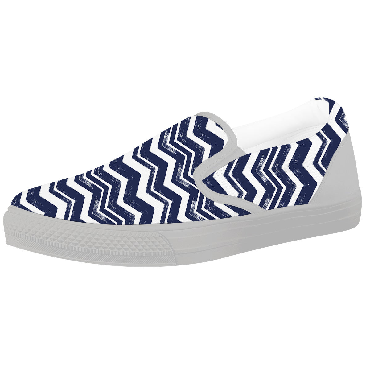 Abstract Chevron Watercolor Blue Print Pattern White Slip On Shoes-grizzshop