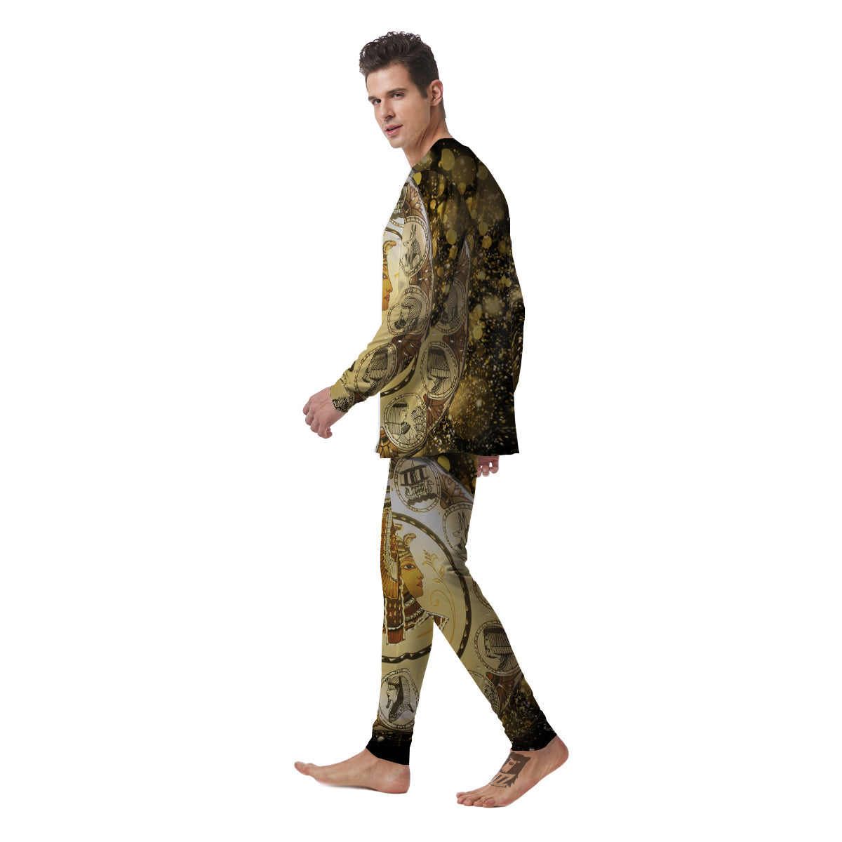 Abstract Cleopatra Print Men's Pajamas-grizzshop