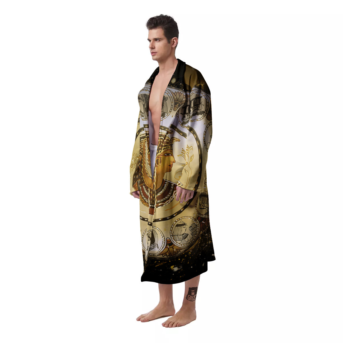 Abstract Cleopatra Print Men's Robe-grizzshop