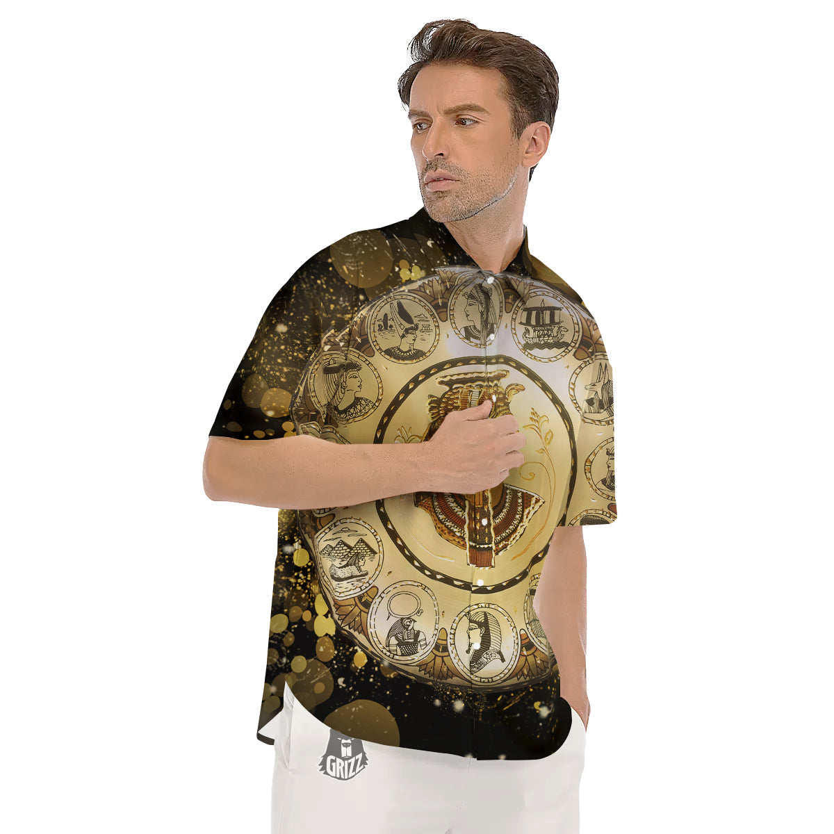 Abstract Cleopatra Print Men's Short Sleeve Shirts-grizzshop