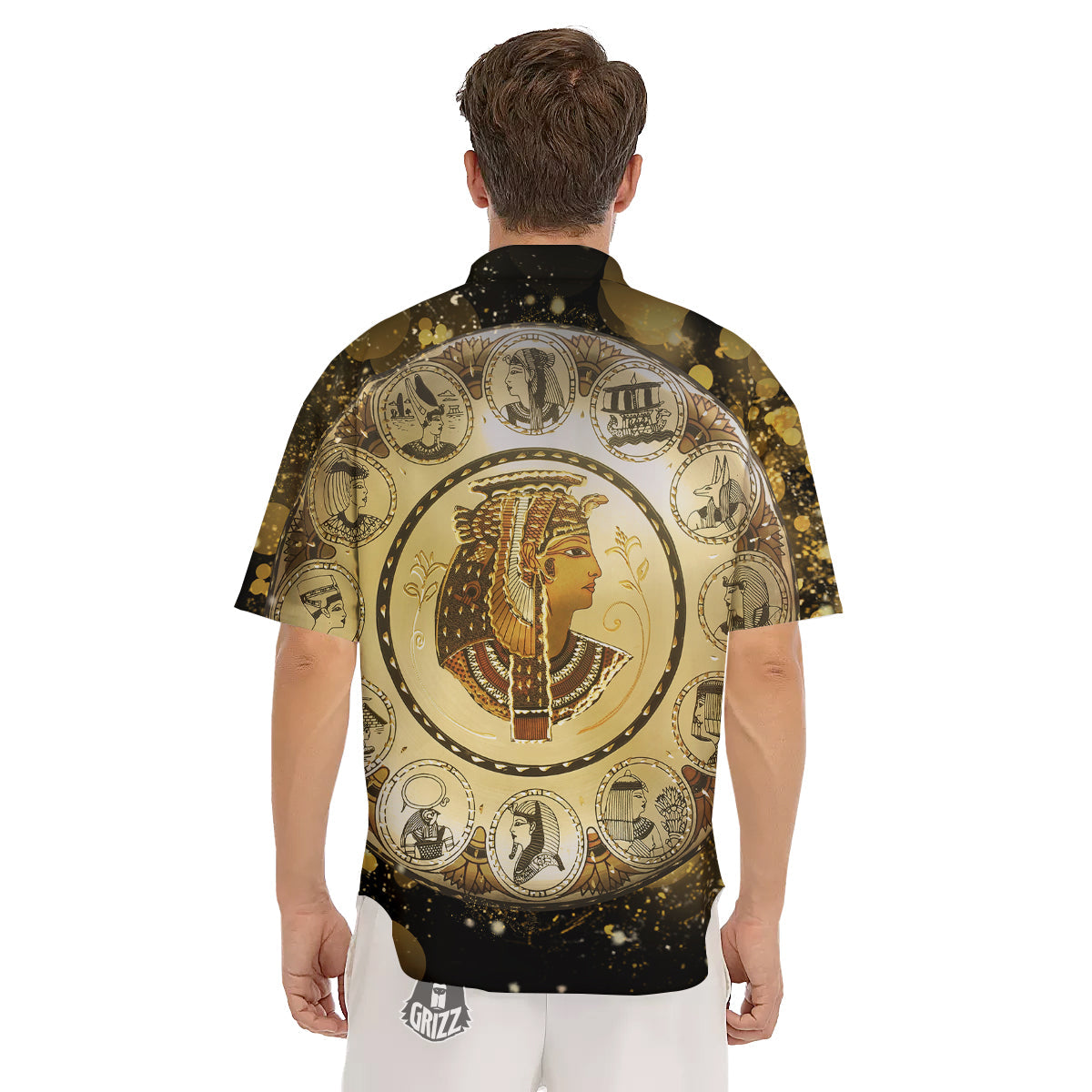 Abstract Cleopatra Print Men's Short Sleeve Shirts-grizzshop