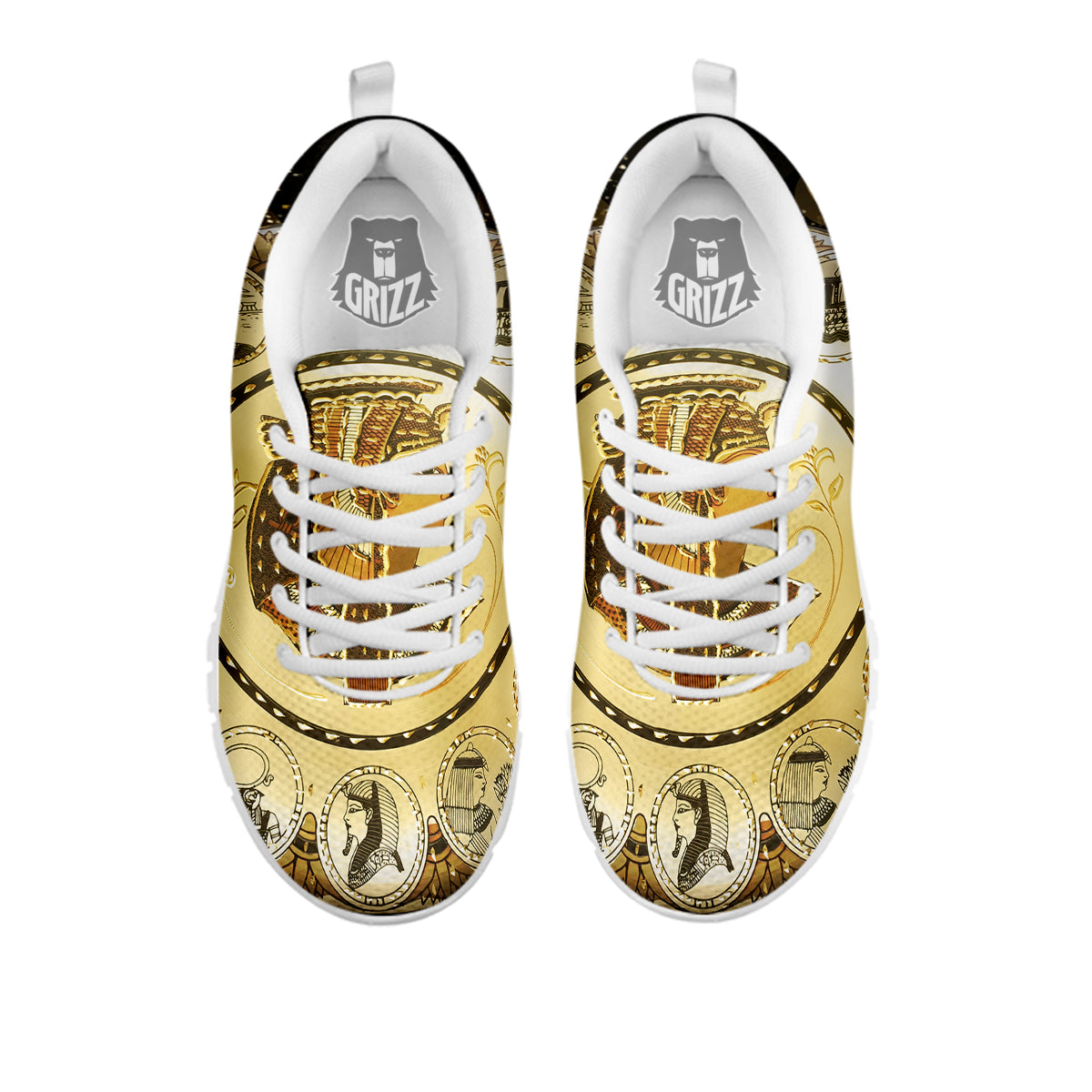 Abstract Cleopatra Print White Sneaker-grizzshop