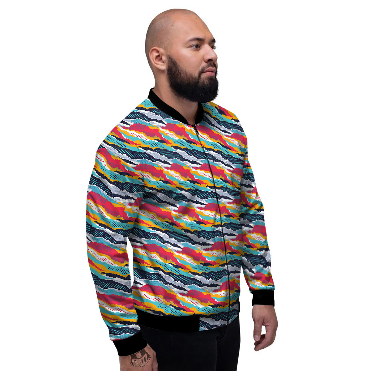 Abstract Colorful And Dot Print Pattern Men's Bomber Jacket-grizzshop