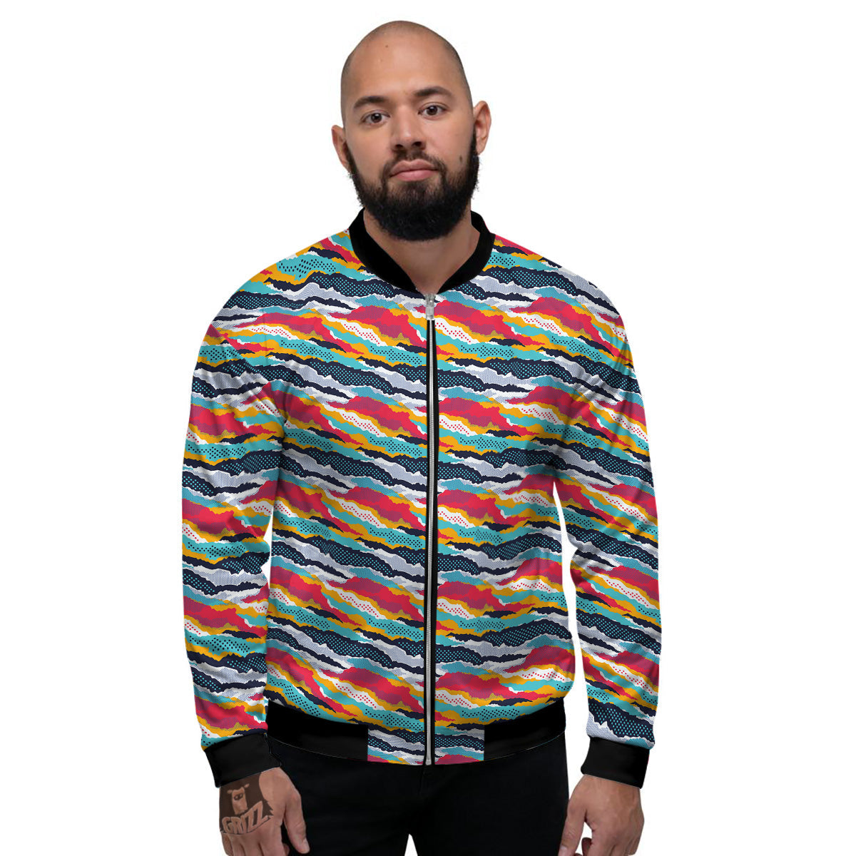 Abstract Colorful And Dot Print Pattern Men's Bomber Jacket-grizzshop