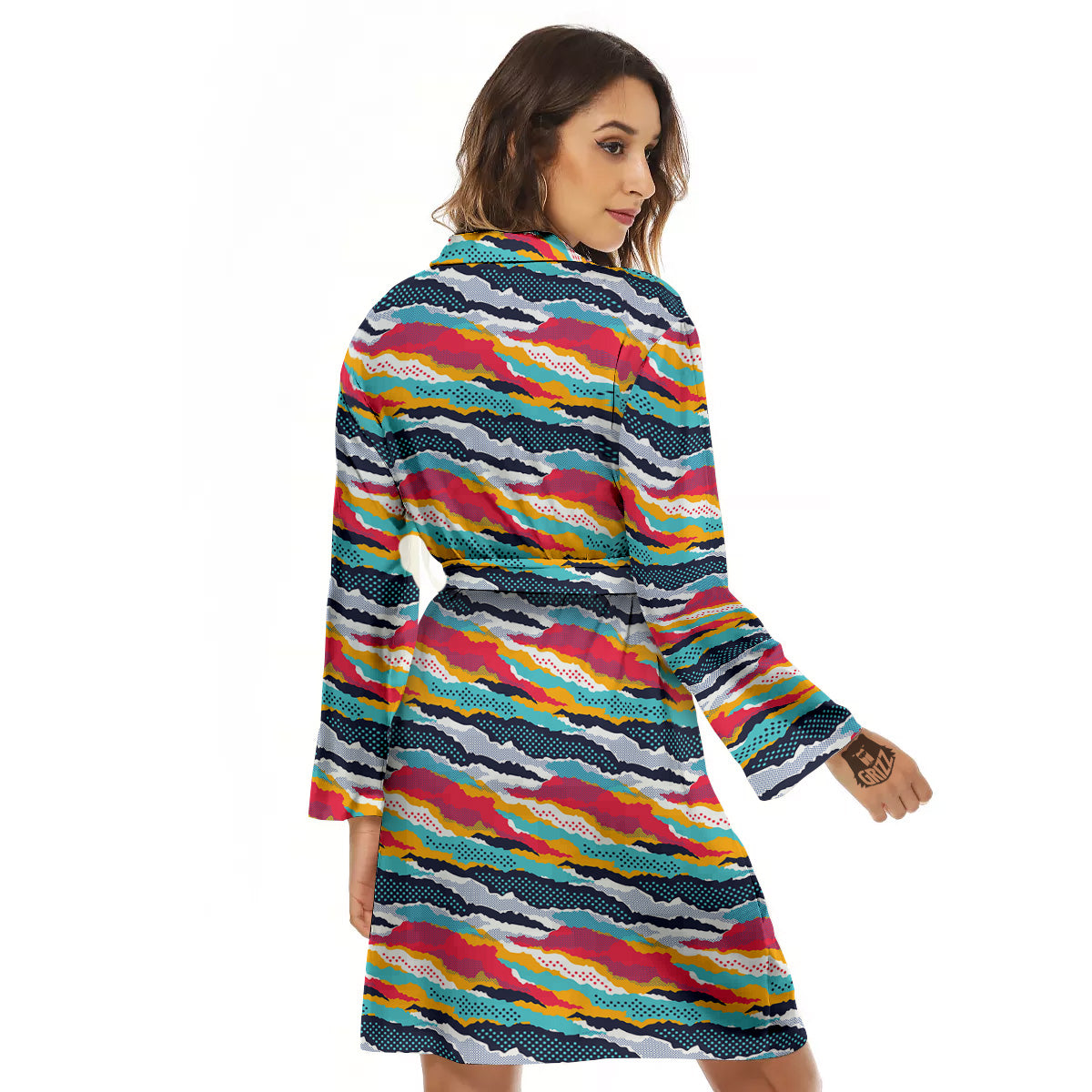 Abstract Colorful And Dot Print Pattern Women's Robe-grizzshop