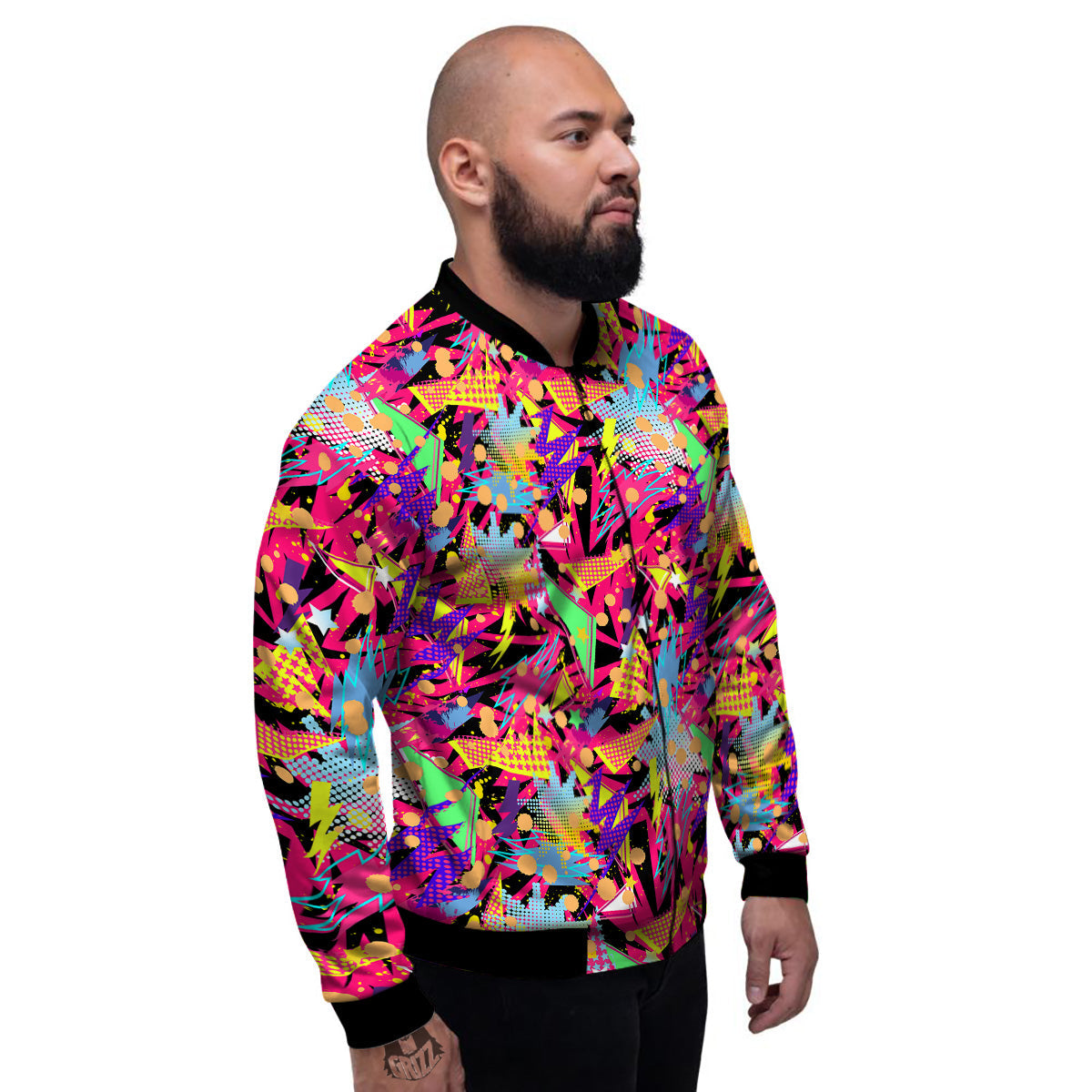 Abstract Colorful And Lightning Dot Print Pattern Men's Bomber Jacket-grizzshop