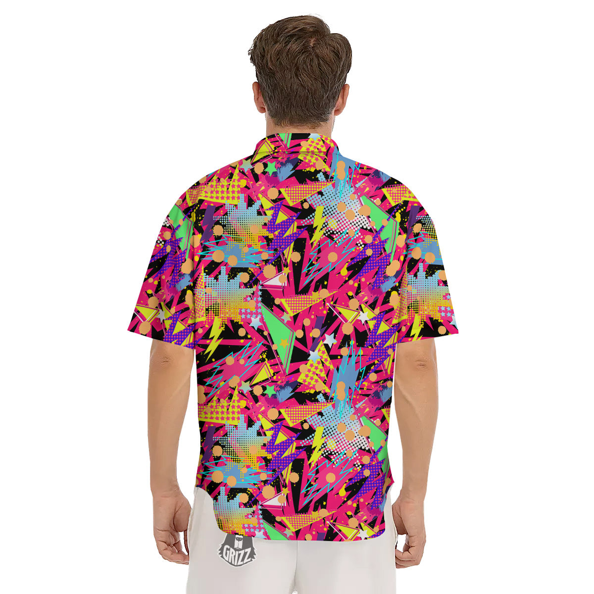 Abstract Colorful And Lightning Dot Print Pattern Men's Short Sleeve Shirts-grizzshop