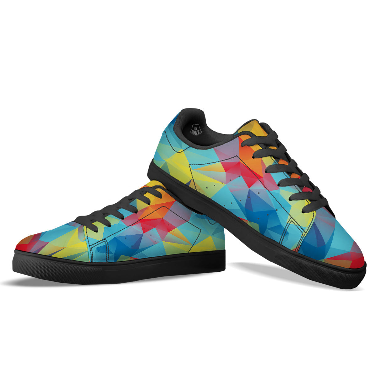 Abstract Colorful Autism Awareness Print Black Low Top Sneakers-grizzshop