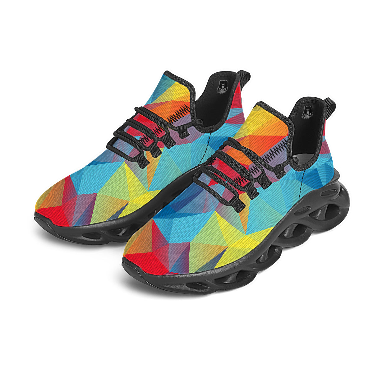 Abstract Colorful Autism Awareness Print Black Running Shoes-grizzshop