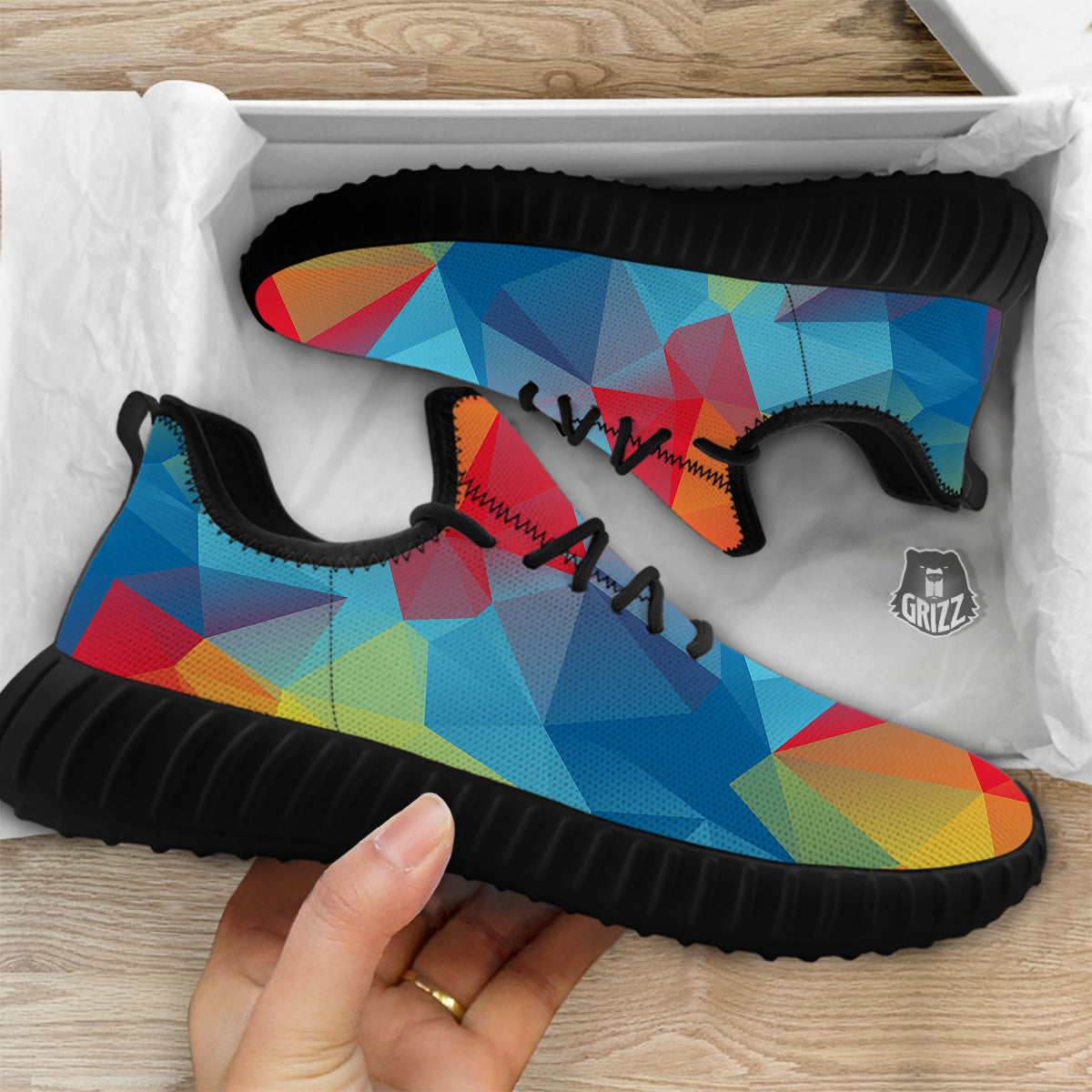 Abstract Colorful Autism Awareness Print Black Walking Shoes-grizzshop