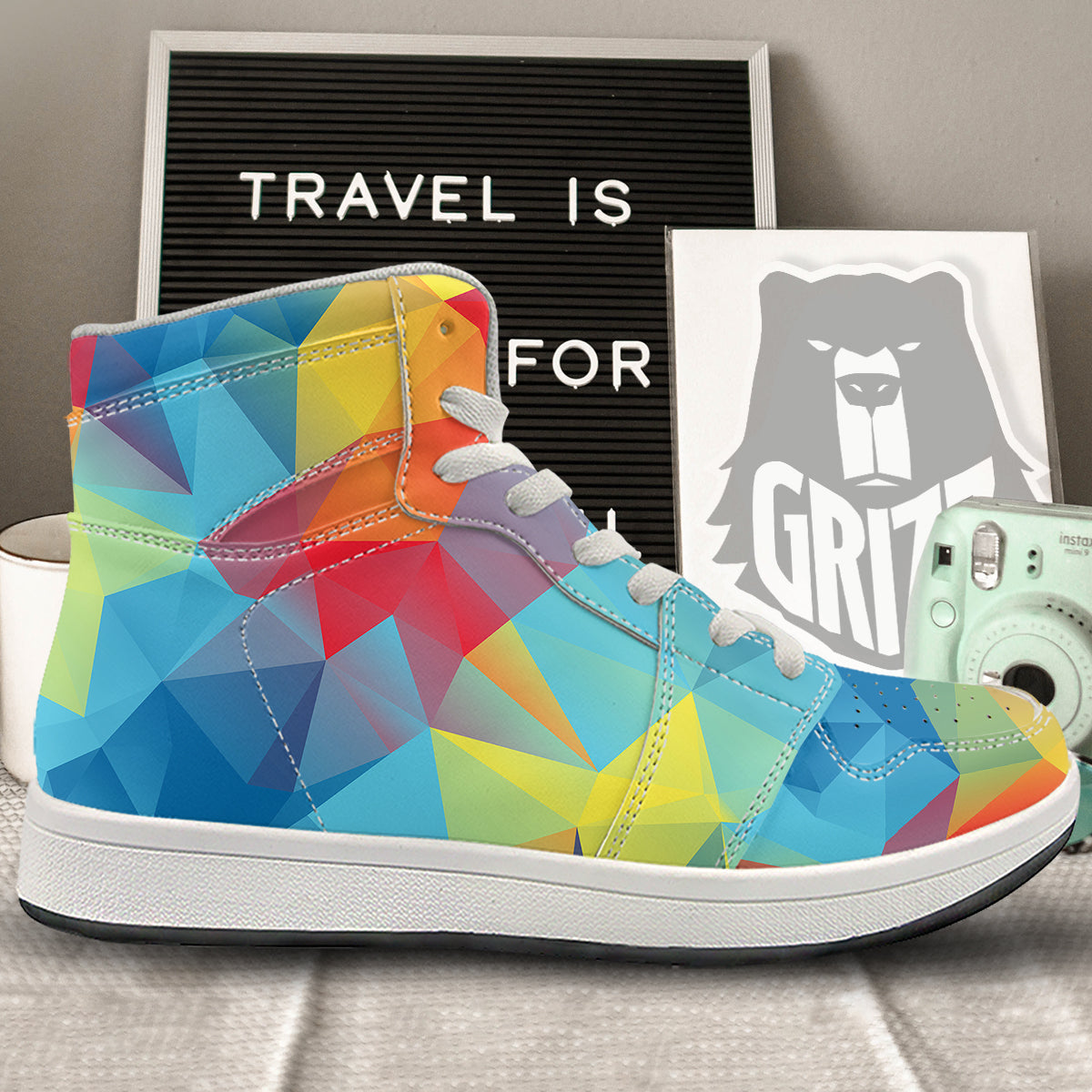 Abstract Colorful Autism Awareness Print High Top Sneakers-grizzshop