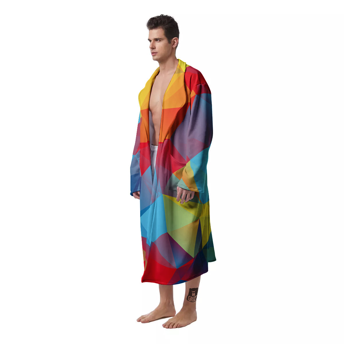 Abstract Colorful Autism Awareness Print Men's Robe-grizzshop