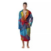 Abstract Colorful Autism Awareness Print Men's Robe-grizzshop