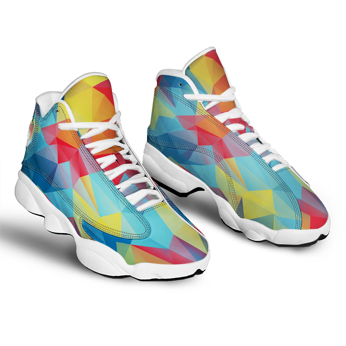Abstract Colorful Autism Awareness Print White Basketball Shoes-grizzshop