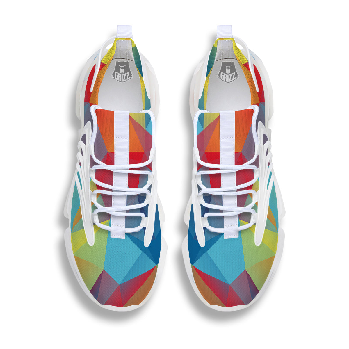 Abstract Colorful Autism Awareness Print White Gym Shoes-grizzshop