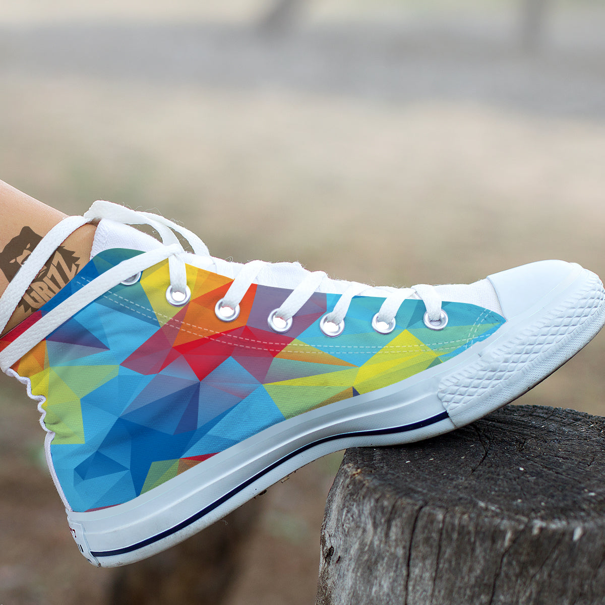 Abstract Colorful Autism Awareness Print White High Top Shoes-grizzshop