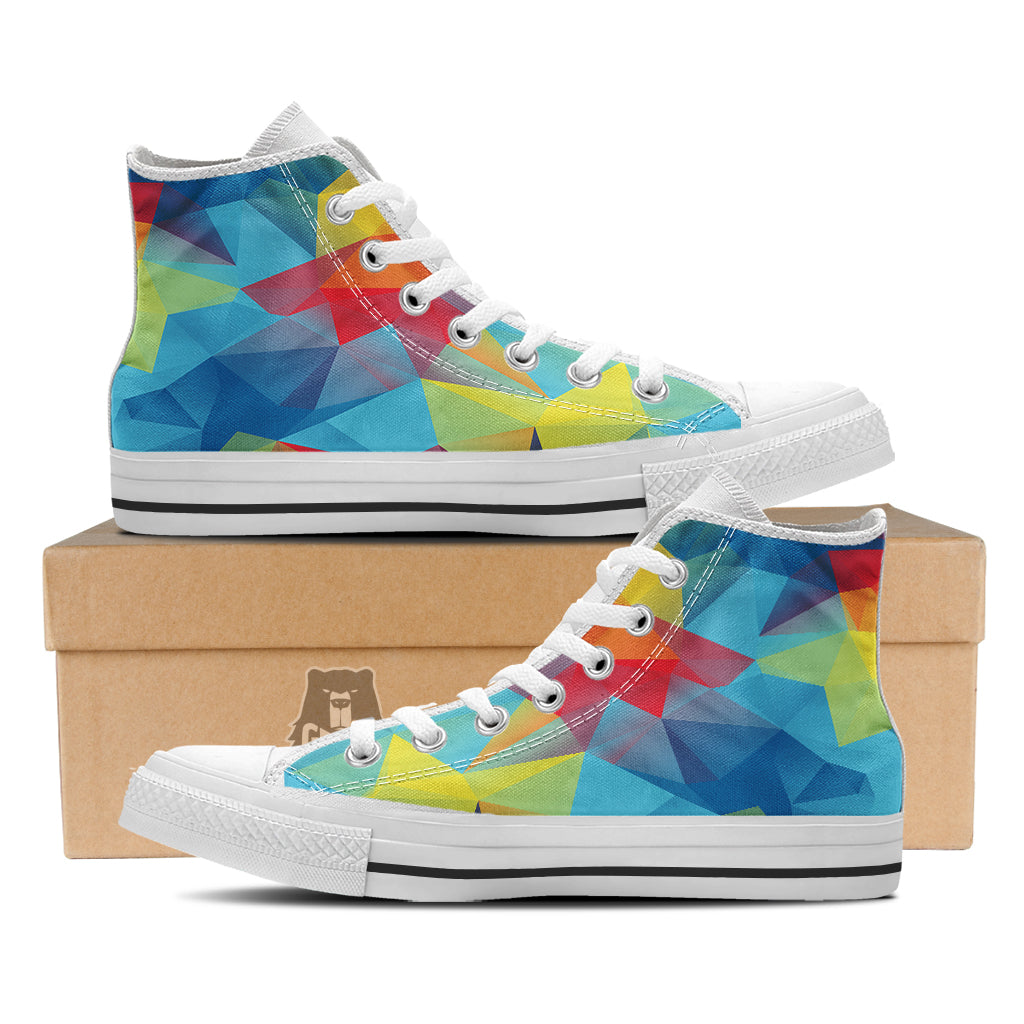 Abstract Colorful Autism Awareness Print White High Top Shoes-grizzshop