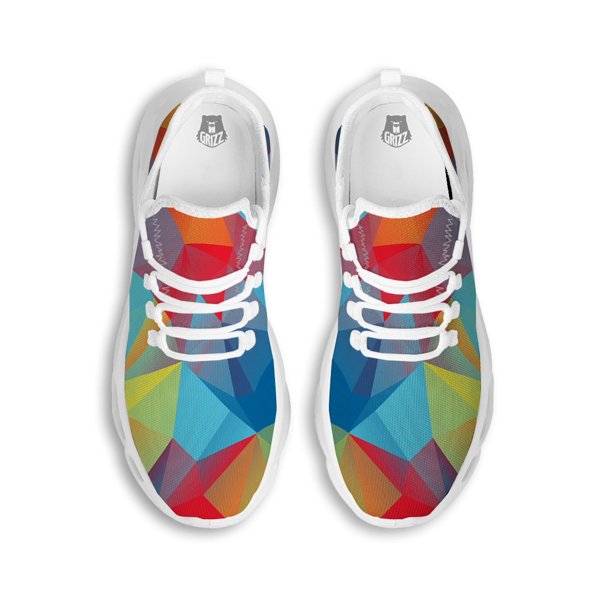 Abstract Colorful Autism Awareness Print White Running Shoes-grizzshop