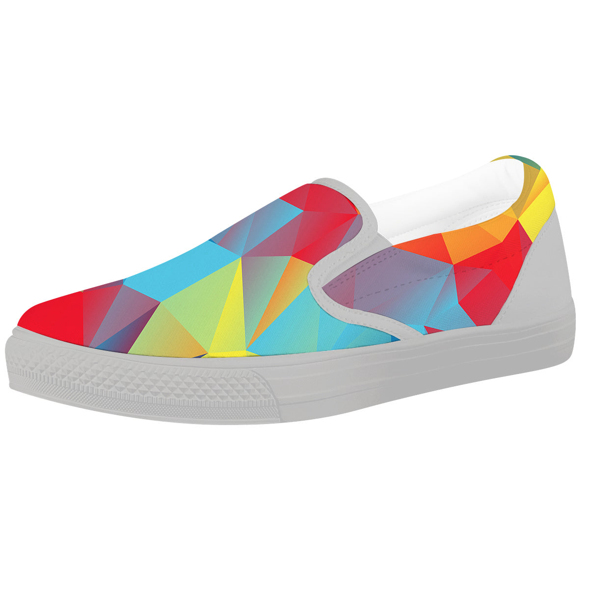 Abstract Colorful Autism Awareness Print White Slip On Shoes-grizzshop
