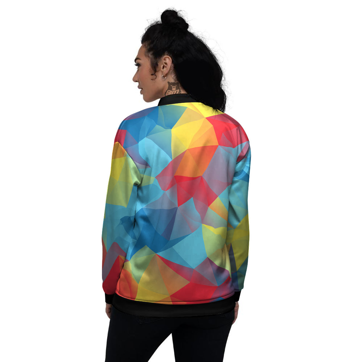 Abstract Colorful Autism Awareness Print Women's Bomber Jacket-grizzshop