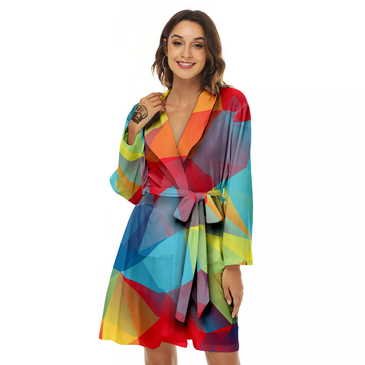 Abstract Colorful Autism Awareness Print Women's Robe-grizzshop