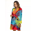 Abstract Colorful Autism Awareness Print Women's Robe-grizzshop