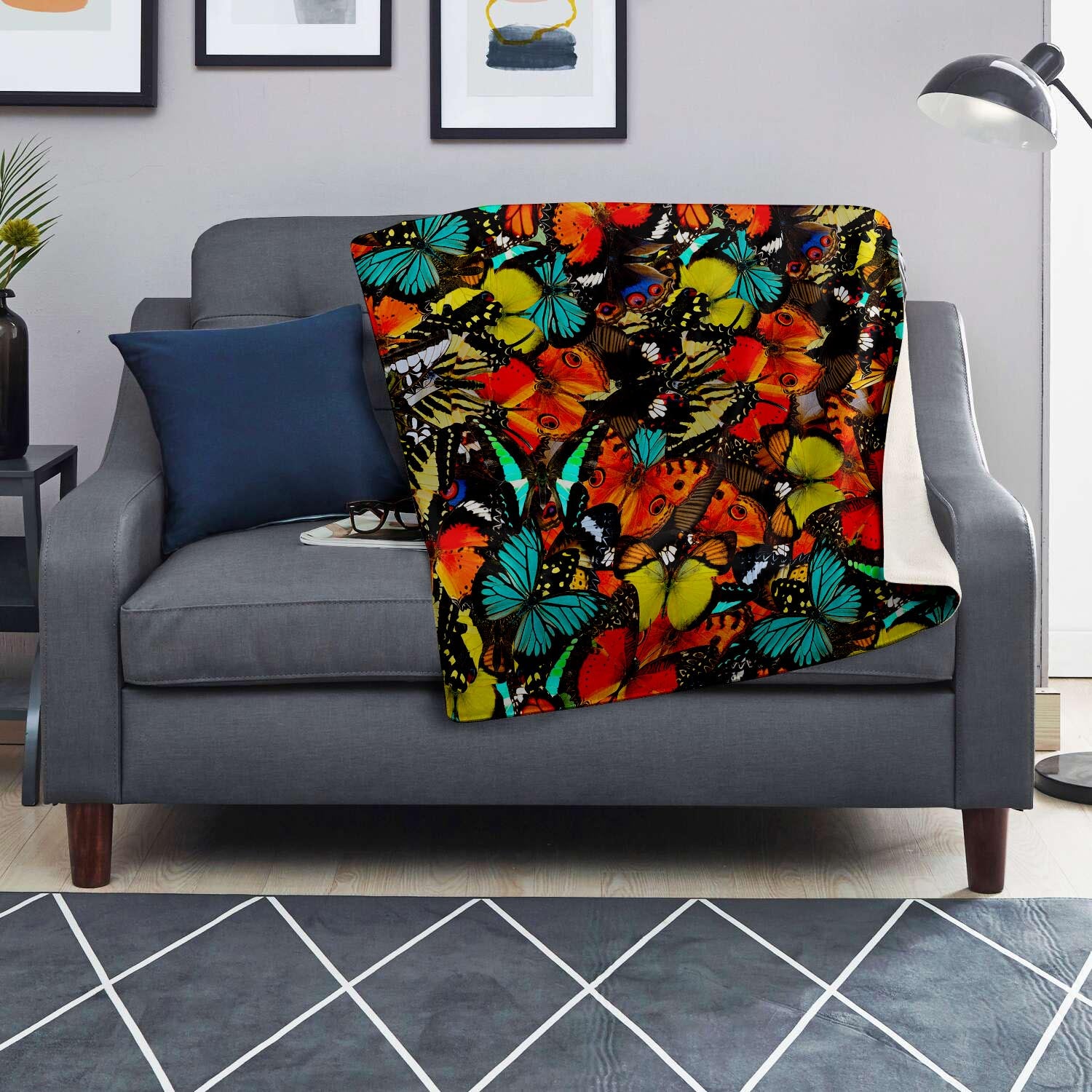 Abstract Colorful Butterfly Print Blanket-grizzshop