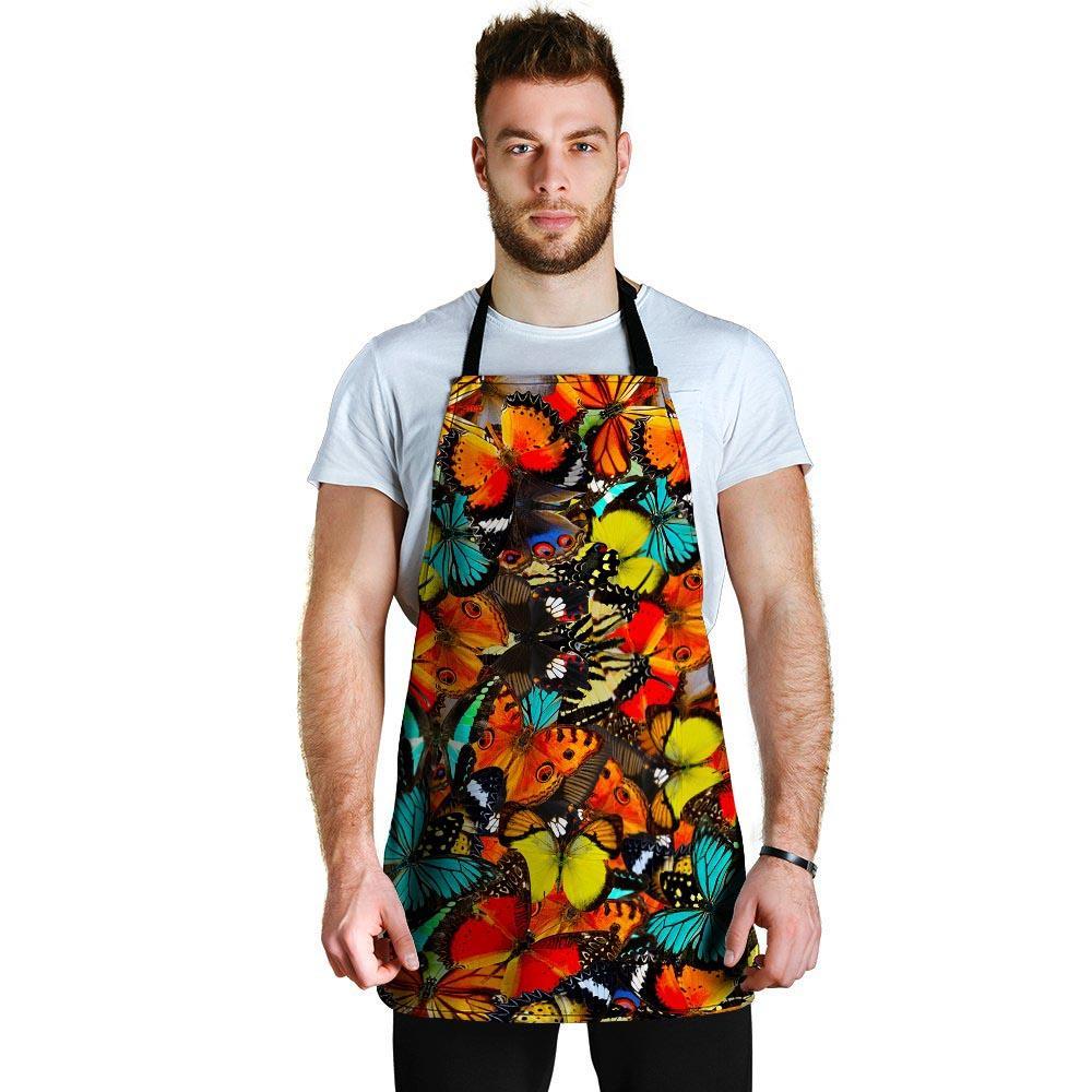 Abstract Colorful Butterfly Print Men's Apron-grizzshop