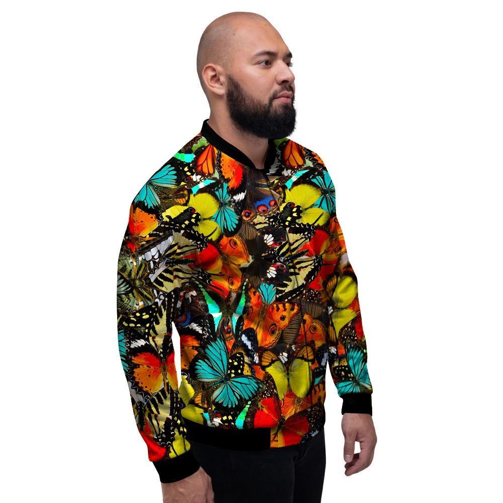 Abstract Colorful Butterfly Print Men's Bomber Jacket-grizzshop