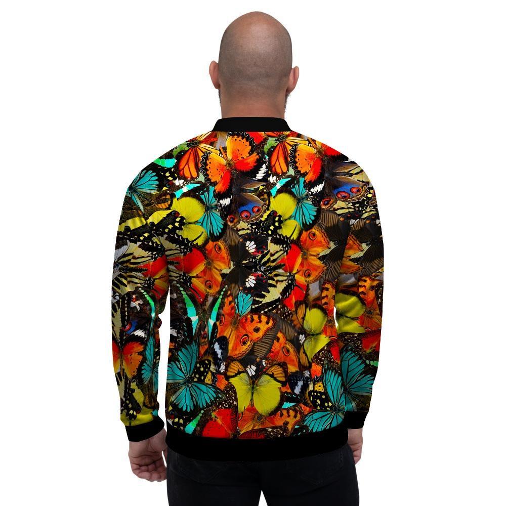 Abstract Colorful Butterfly Print Men's Bomber Jacket-grizzshop