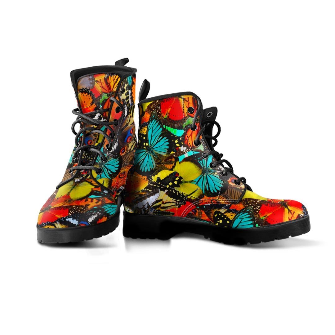 Abstract Colorful Butterfly Print Men's Boots-grizzshop